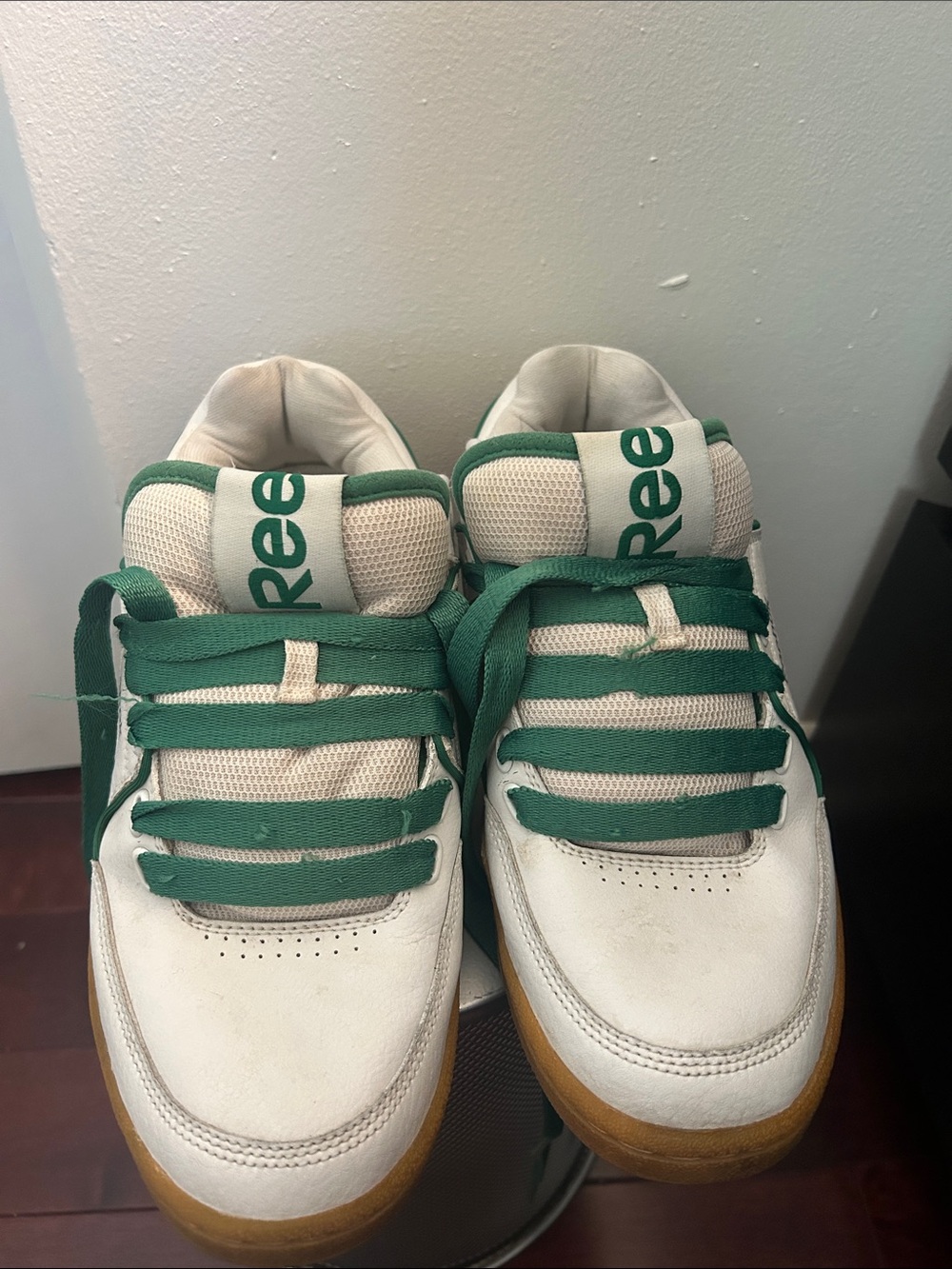 Reebok White and Green Men's Sneakers